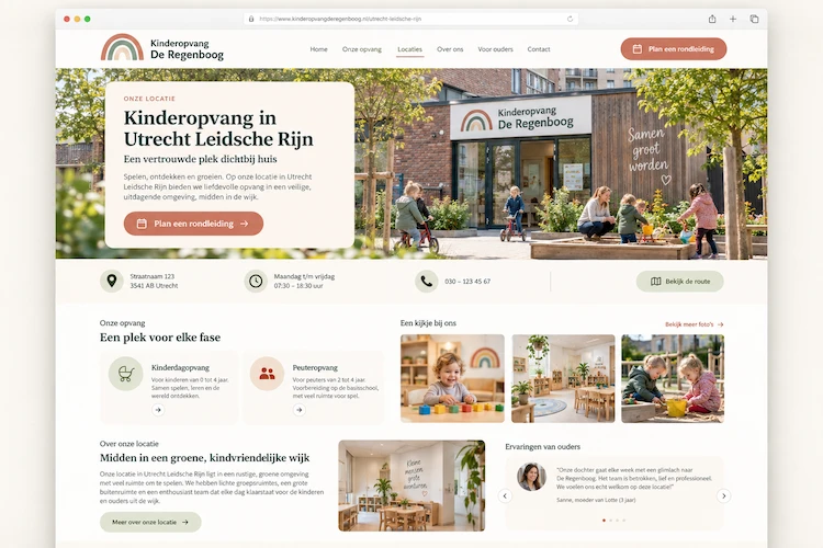 Voorbeeld van een sterke locatiepagina voor een kinderopvang
